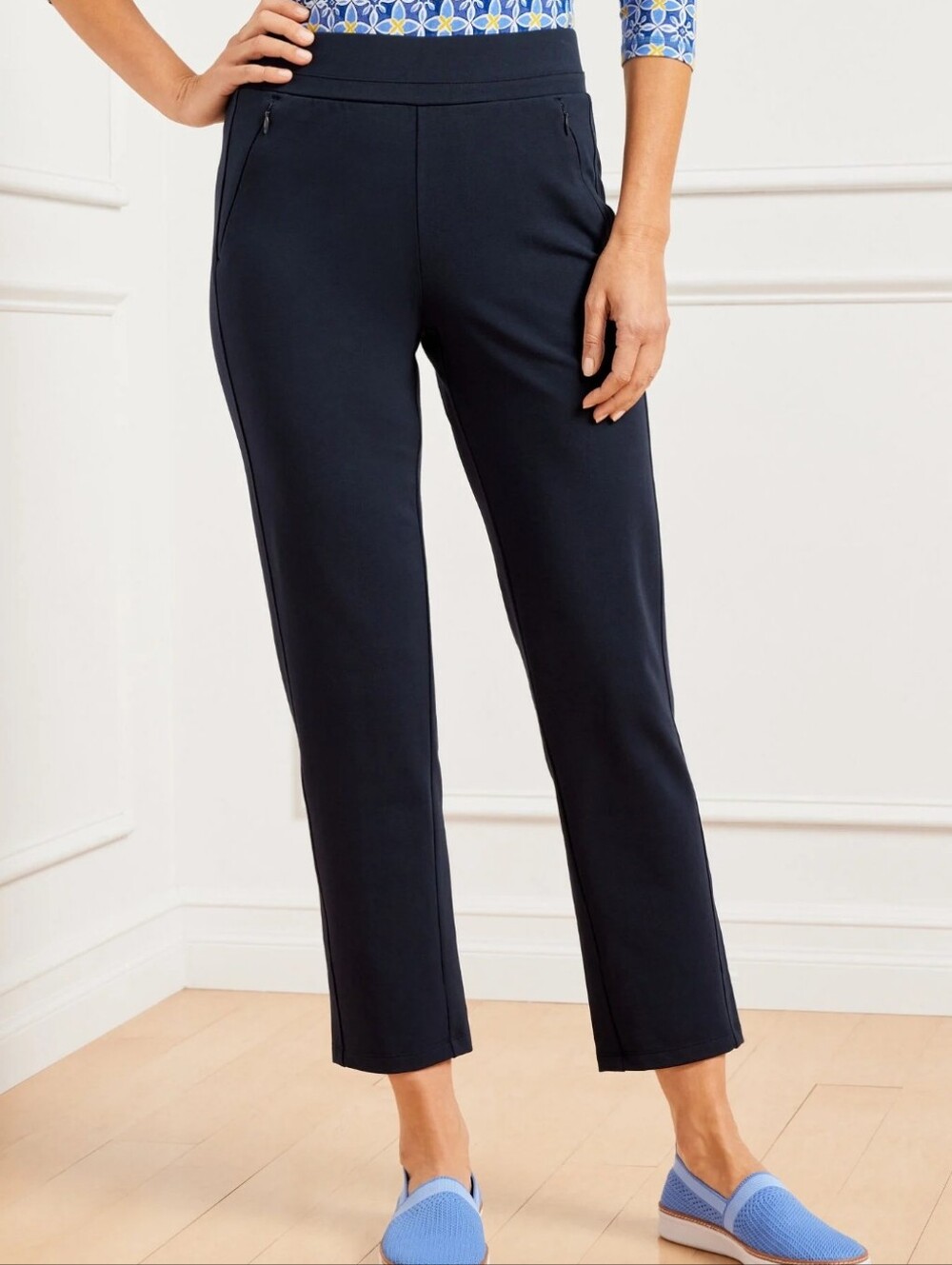 NWOT T by Talbots Everyday Stretch Straight Leg Ankle Pant XL Navy Blue Pull On